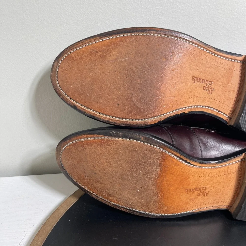 Allen Edmonds‎ Shoes Men 8 D Cody Brown Oxblood Tassel Loafers Woven Kiltie
